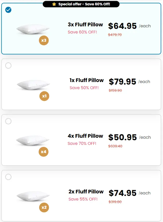 Fluff Pillow Price Chart